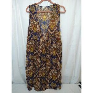 Cover Stitched Brown Sheer Chiffon Beach Pool Cover Up Open Cardigan Top Size L